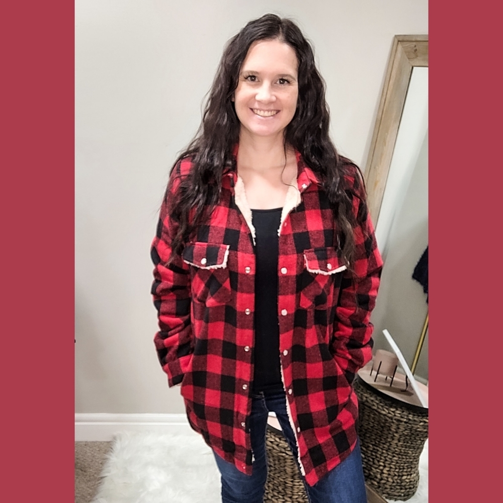 Sherpa lined Plaid Jacket